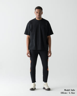 CRONOS BLACKLETTER SKINNY PANTS【BLACK×ORANGE】