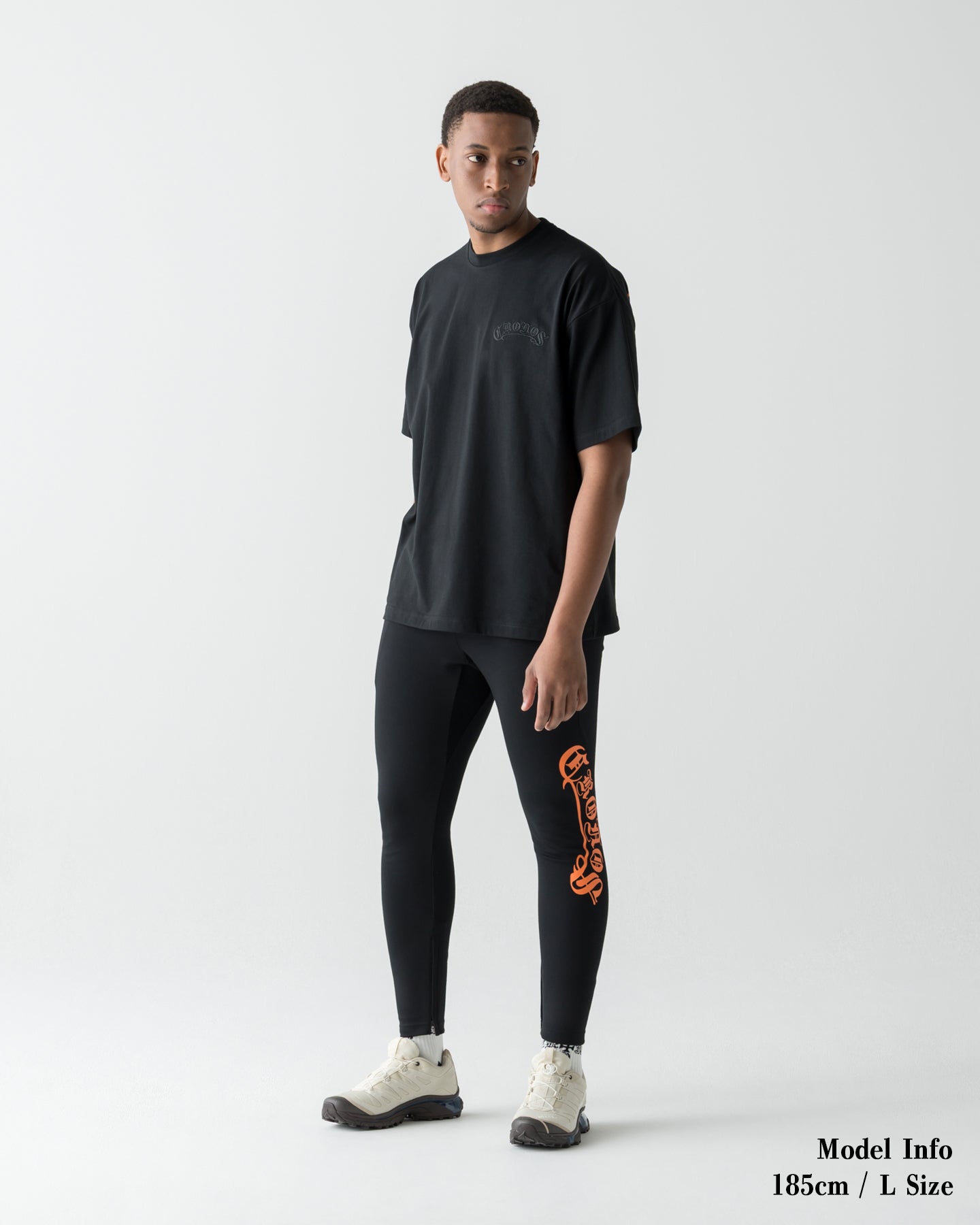 CRONOS BLACKLETTER SKINNY PANTS【BLACK×ORANGE】
