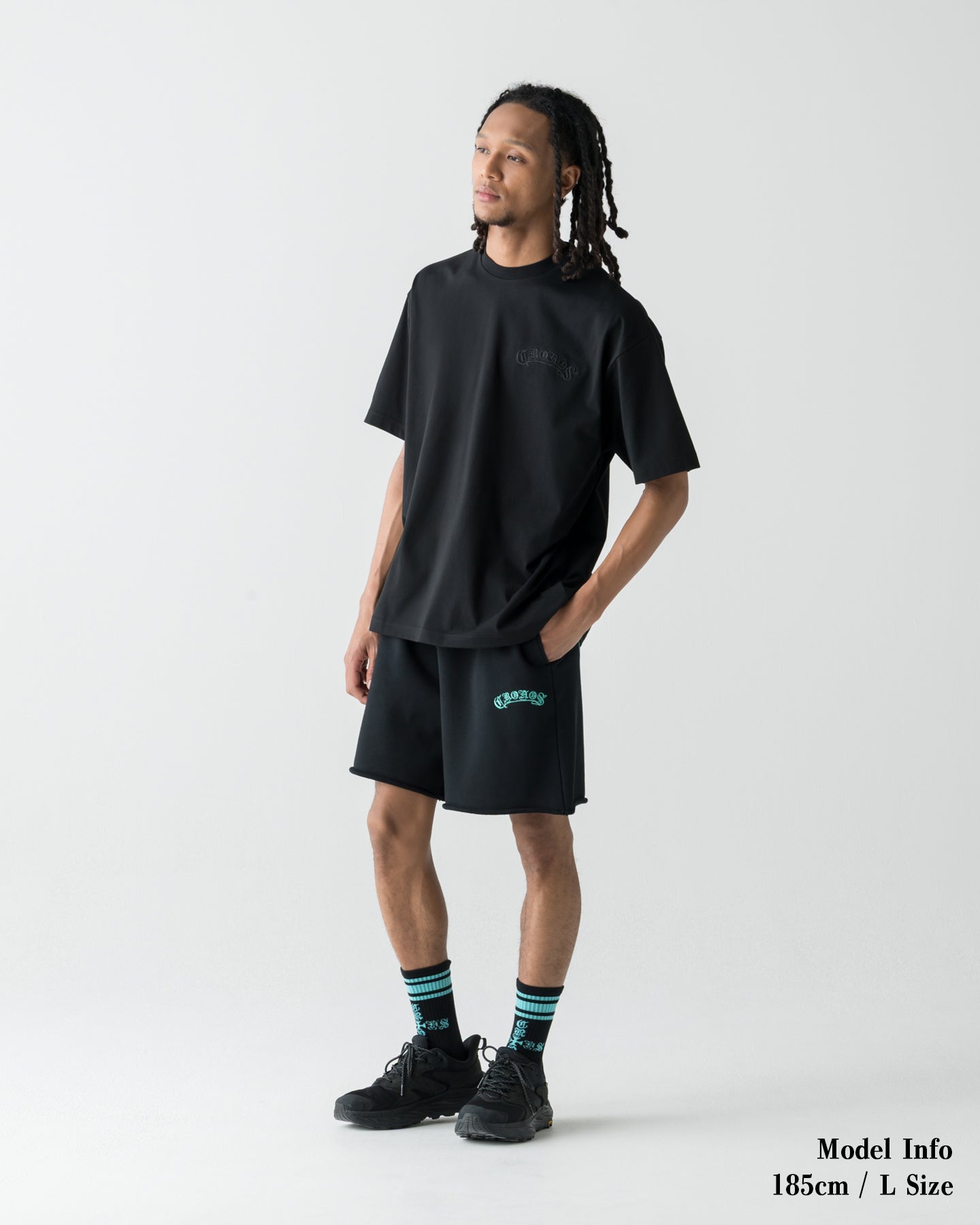 CRONOS BLACKLETTER SHORTS【BLACK×T.BLUE】