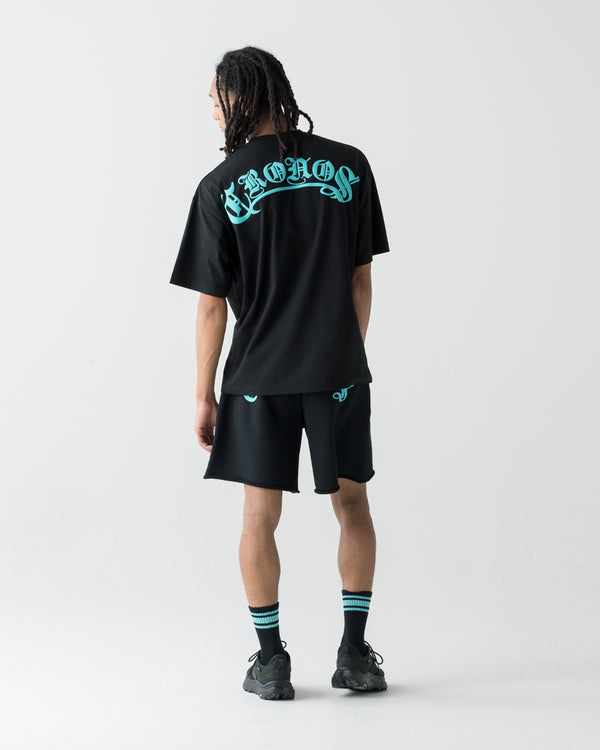 CRONOS BLACKLETTER SHORTS【BLACK×T.BLUE】