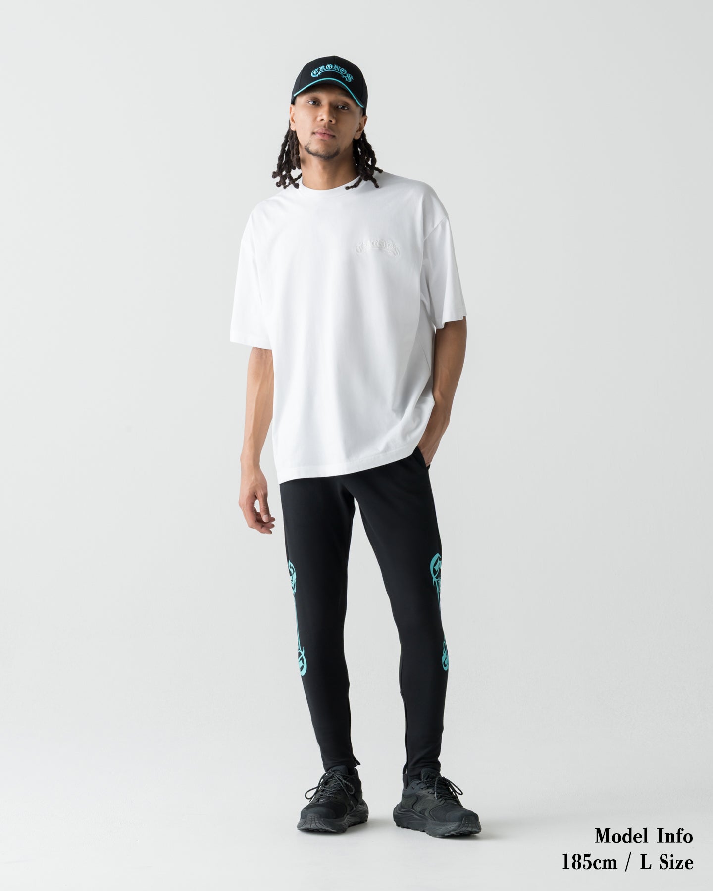 CRONOS BLACKLETTER SKINNY PANTS【BLACK×T.BLUE】