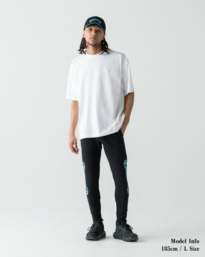 CRONOS BLACKLETTER SKINNY PANTS【BLACK×T.BLUE】