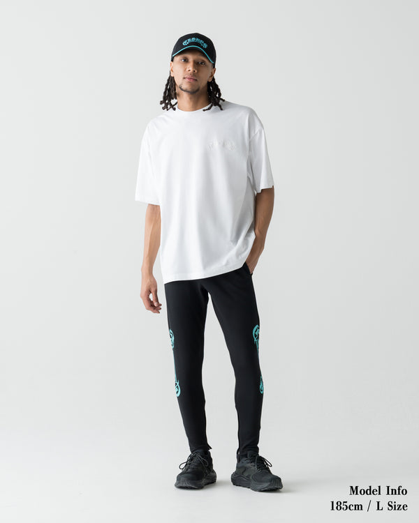 CRONOS BLACKLETTER SKINNY PANTS【BLACK×T.BLUE】