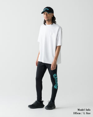 CRONOS BLACKLETTER SKINNY PANTS【BLACK×T.BLUE】