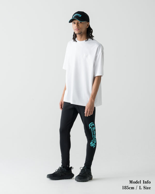 CRONOS BLACKLETTER SKINNY PANTS【BLACK×T.BLUE】