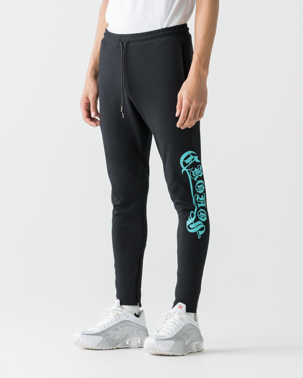 CRONOS BLACKLETTER SKINNY PANTS【BLACK×T.BLUE】