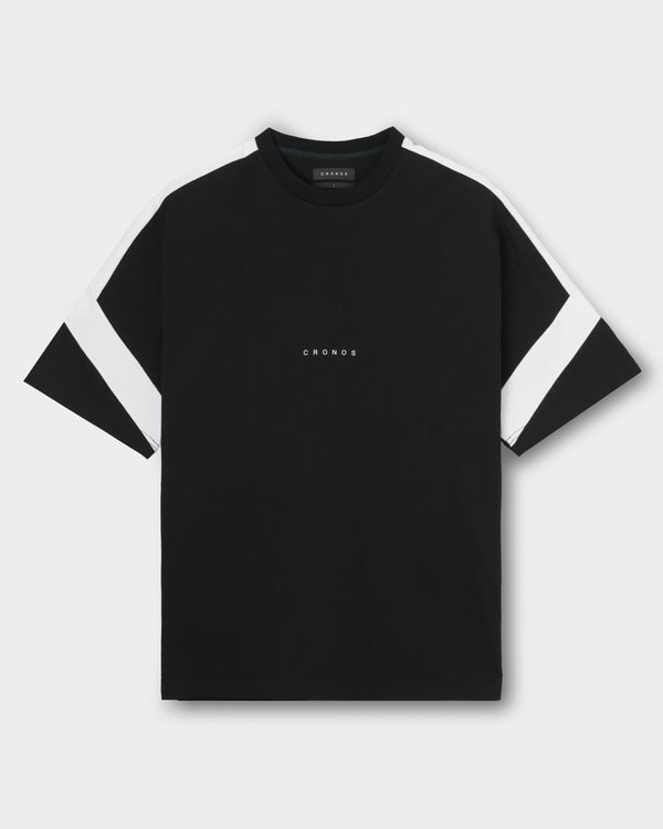 CRONOS DIAGONAL OVER S/S TEE【BLACK】