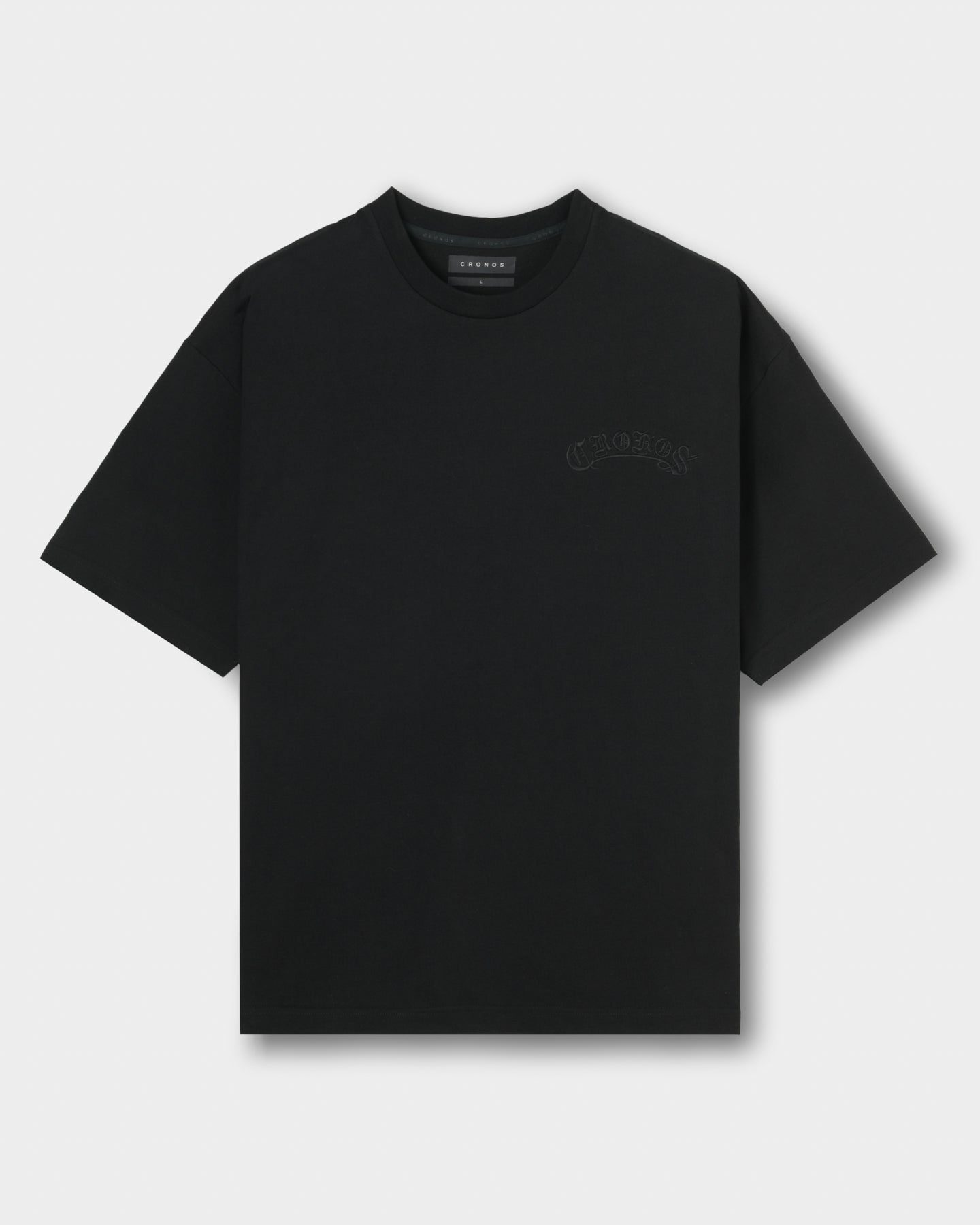 CRONOS カラーブラック Tシャツ Sサイズ CRONOS BLACKLETTER S/S TEE【BLACK×T.BLUE】