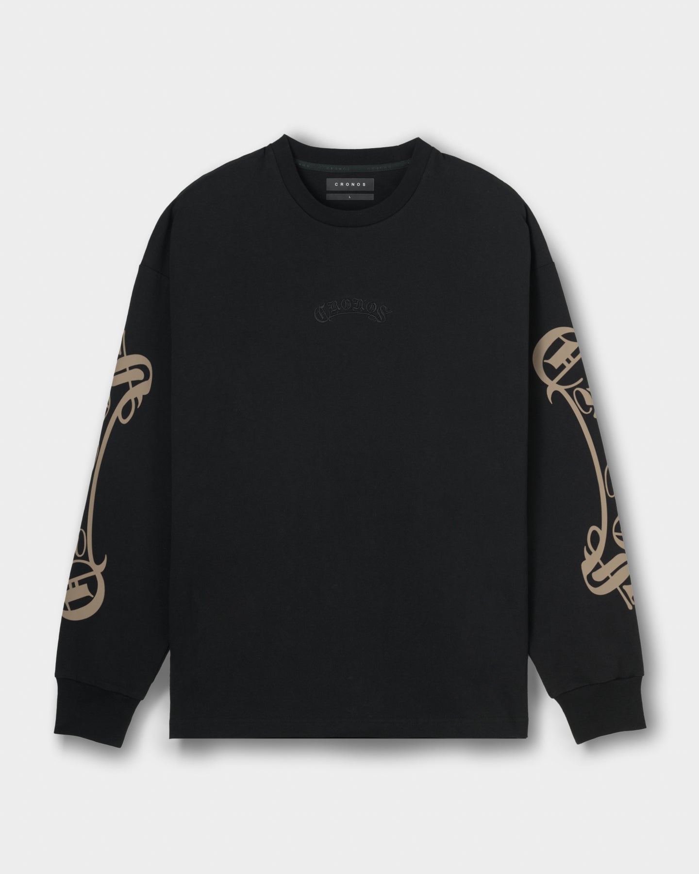 CRONOS BLACKLETTER L/S TEE【BLACK×GREIGE】