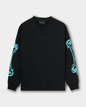 CRONOS BLACKLETTER  L/S TEE【BLACK×T.BLUE】