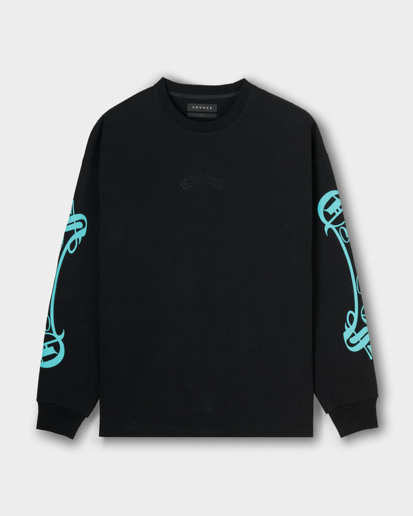 CRONOS BLACKLETTER  L/S TEE【BLACK×T.BLUE】