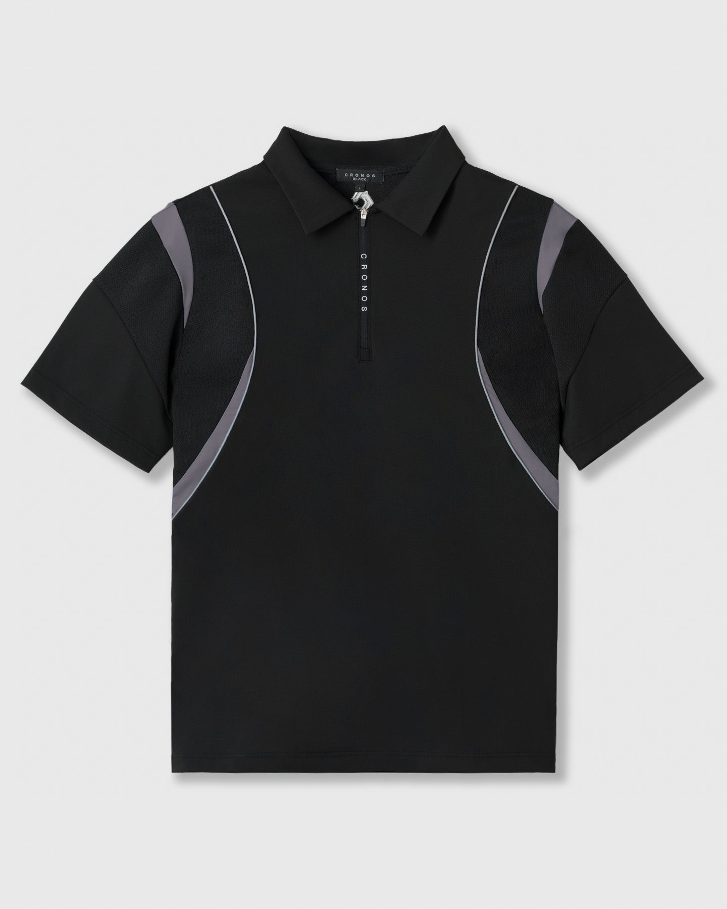 CRONOS ハイネックポロシャツ ホワイト&ブラック CRONOS BLACK ACTIVE MESH POLO【BLACK】