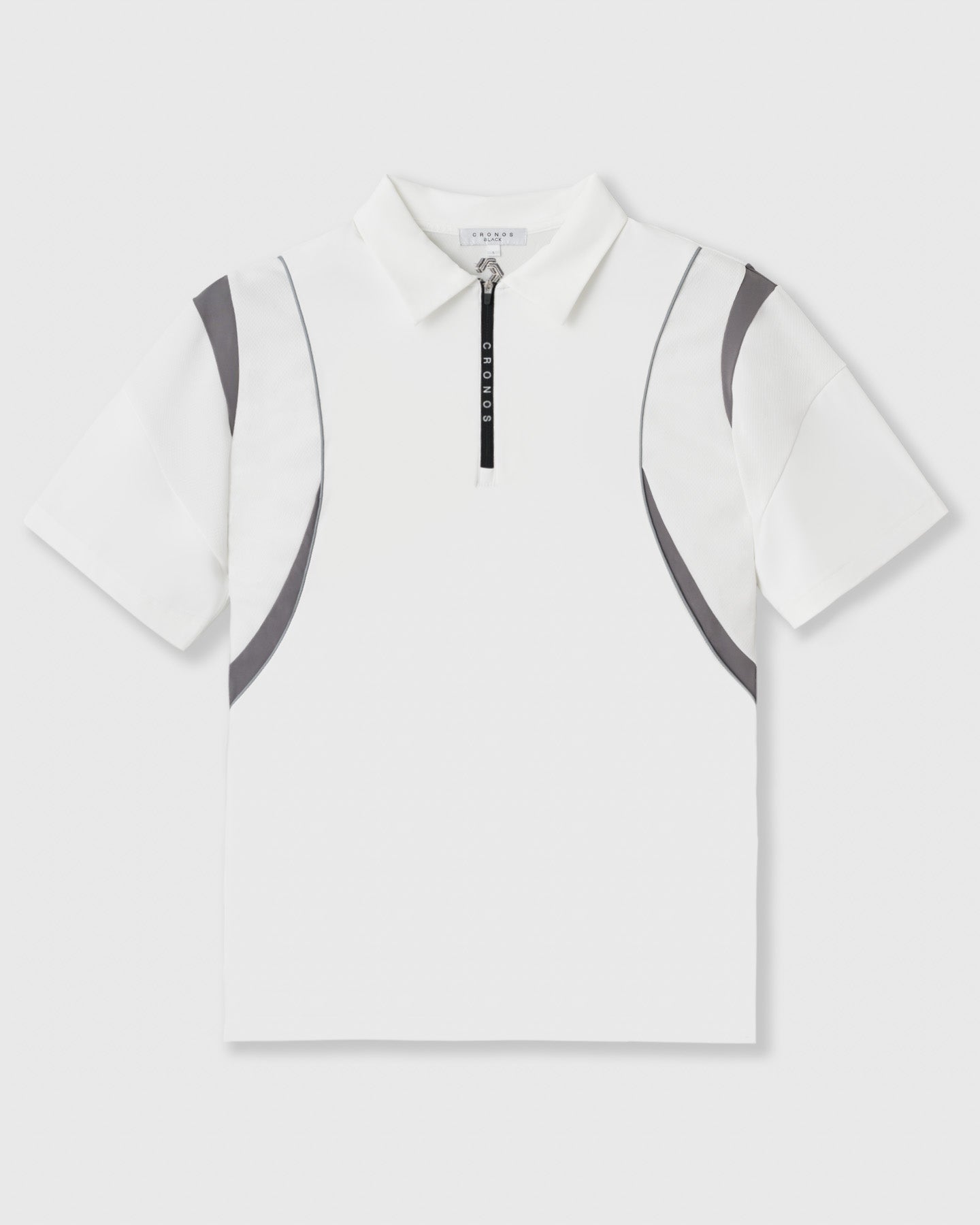 CRONOS ハイネックポロシャツ ホワイト&ブラック CRONOS BLACK ACTIVE MESH POLO【BLACK】
