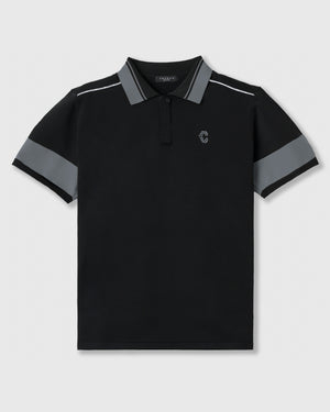 CRONOS BLACK CLEAN PIPING POLO【BLACK】