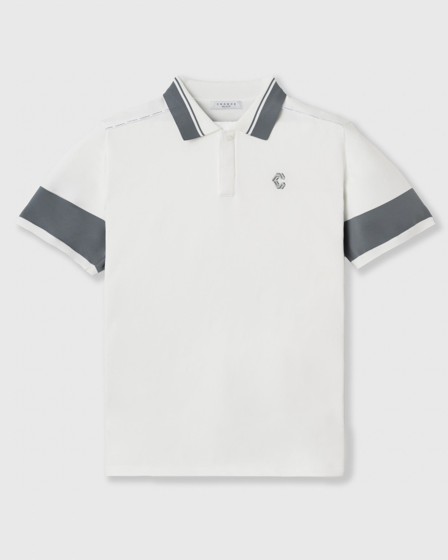 CRONOS BLACK CLEAN PIPING POLO【WHITE】