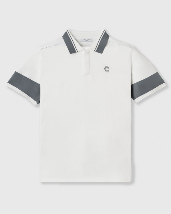 CRONOS BLACK CLEAN PIPING POLO [WHITE]