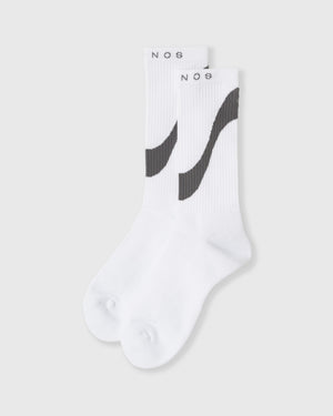 CRONOS BLACK CURVE LINE SOCKS【WHITE】