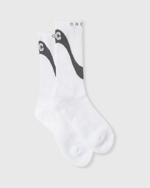 CRONOS BLACK CURVE LINE SOCKS【WHITE】
