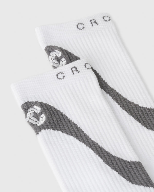 CRONOS BLACK CURVE LINE SOCKS【WHITE】