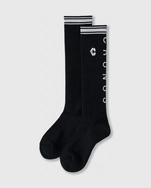 CRONOS WOMEN BLACK ROUND SOCKS [BLACK]