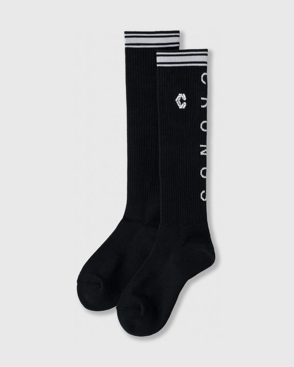 CRONOS WOMEN BLACK ROUND SOCKS [BLACK]