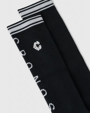 CRONOS WOMEN BLACK ROUND SOCKS [BLACK]