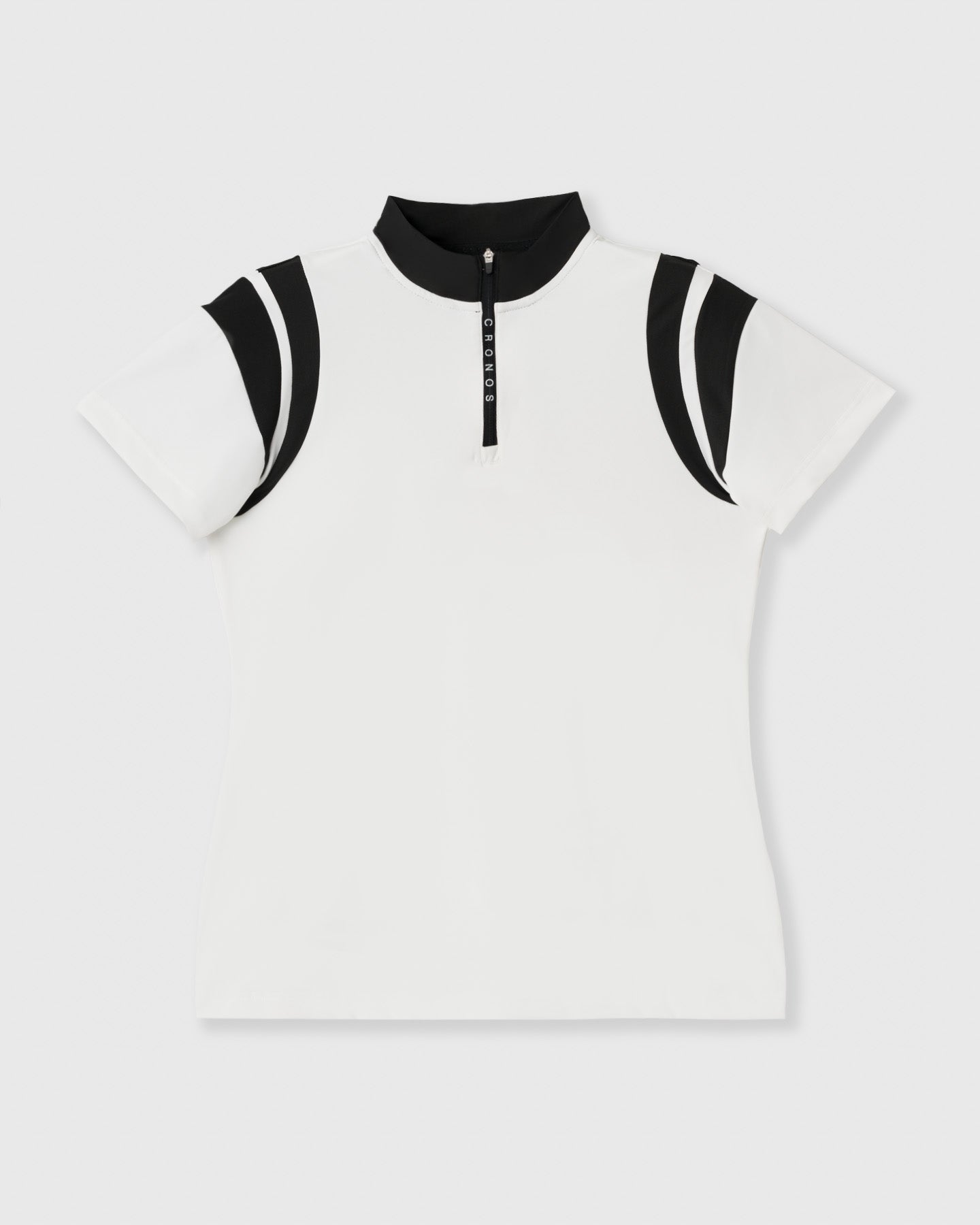 CRONOS BLACK WOMEN ROUND MOCK NECK TEE【WHITE】