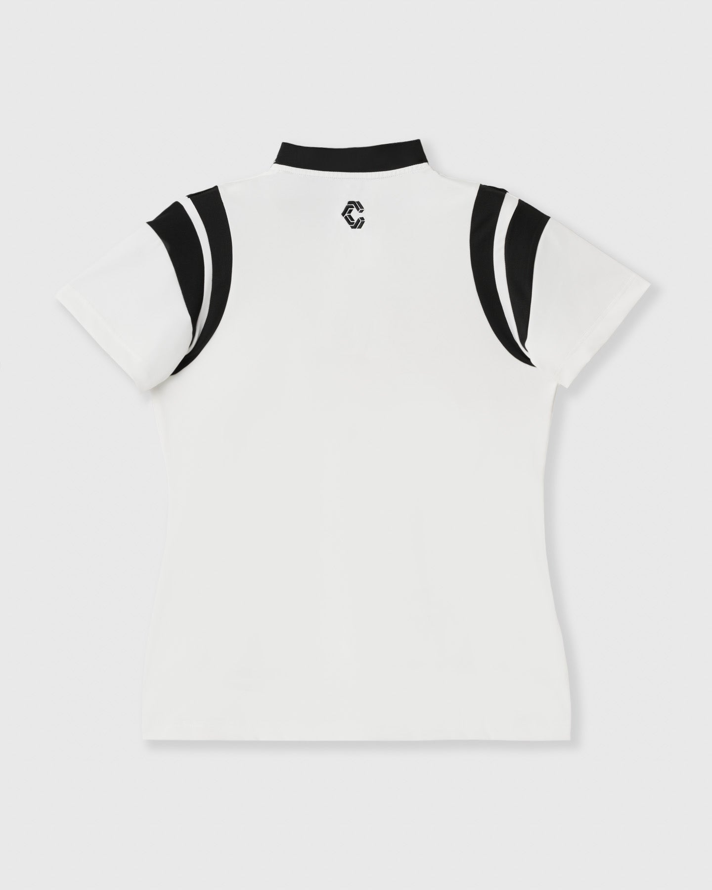 CRONOS ハイネックポロシャツ ホワイト&ブラック CRONOS BLACK WOMEN ROUND MOCK NECK TEE【WHITE】
