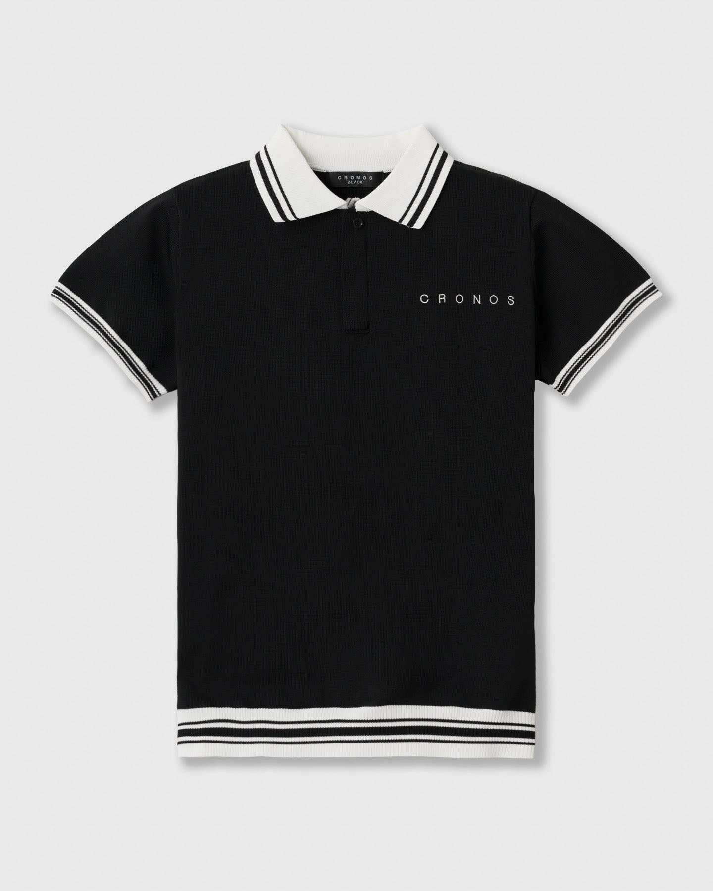 CRONOS BLACK WOMEN ROUND KNIT POLO【BLACK】