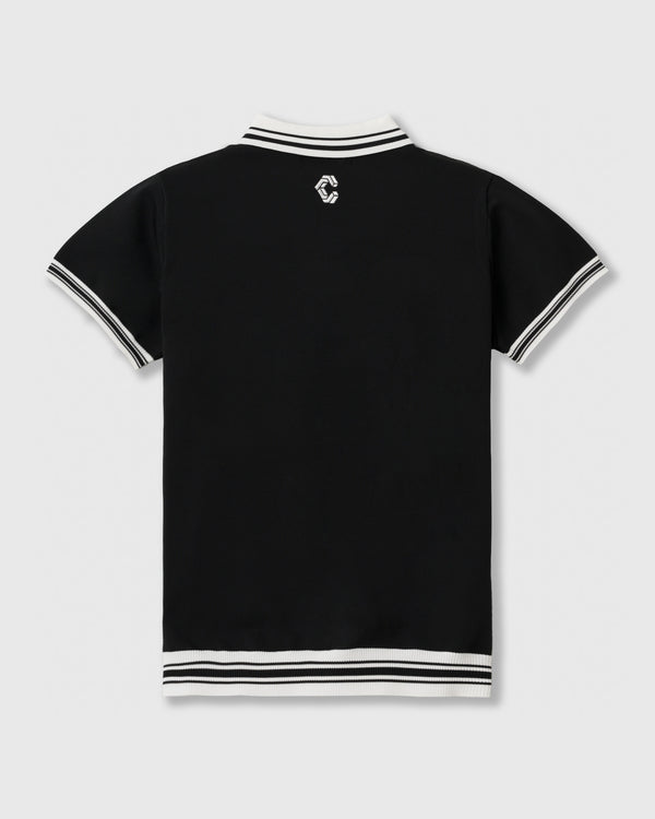 CRONOS BLACK 女款圓領針織POLO衫【BLACK】