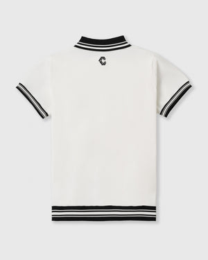 CRONOS BLACK 女款圓領針織Polo衫【白色】