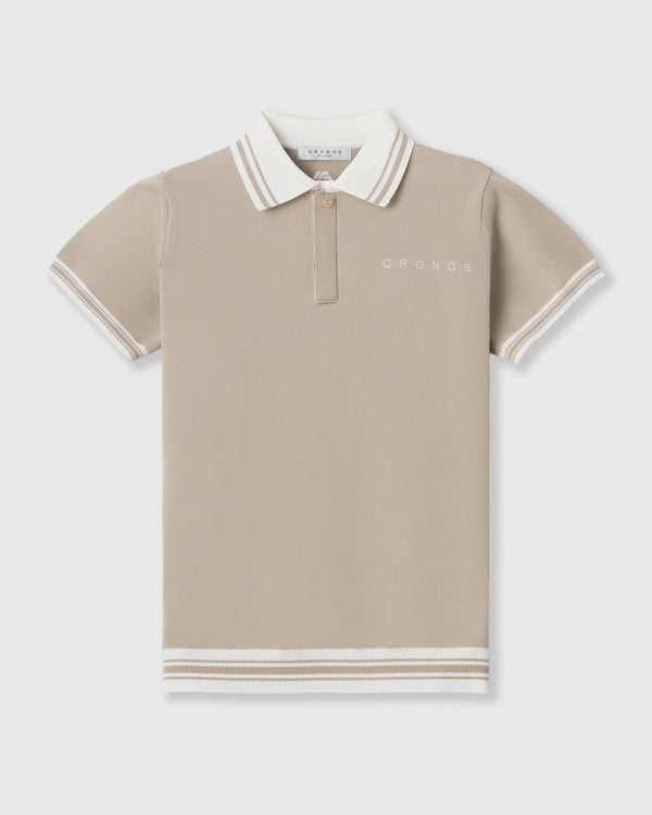CRONOS BLACK WOMEN ROUND KNIT POLO【BEIGE】