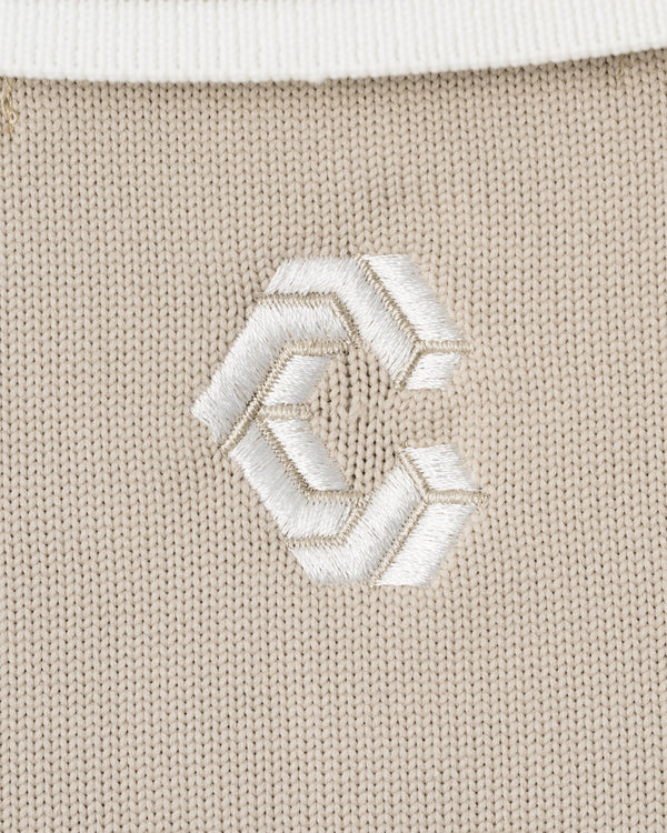 CRONOS BLACK WOMEN ROUND KNIT POLO【BEIGE】