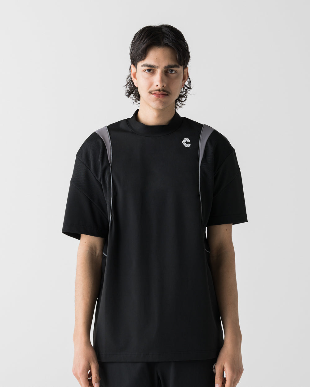 CRONOS BLACK ACTIVE MESH MOCK NECK【BLACK】