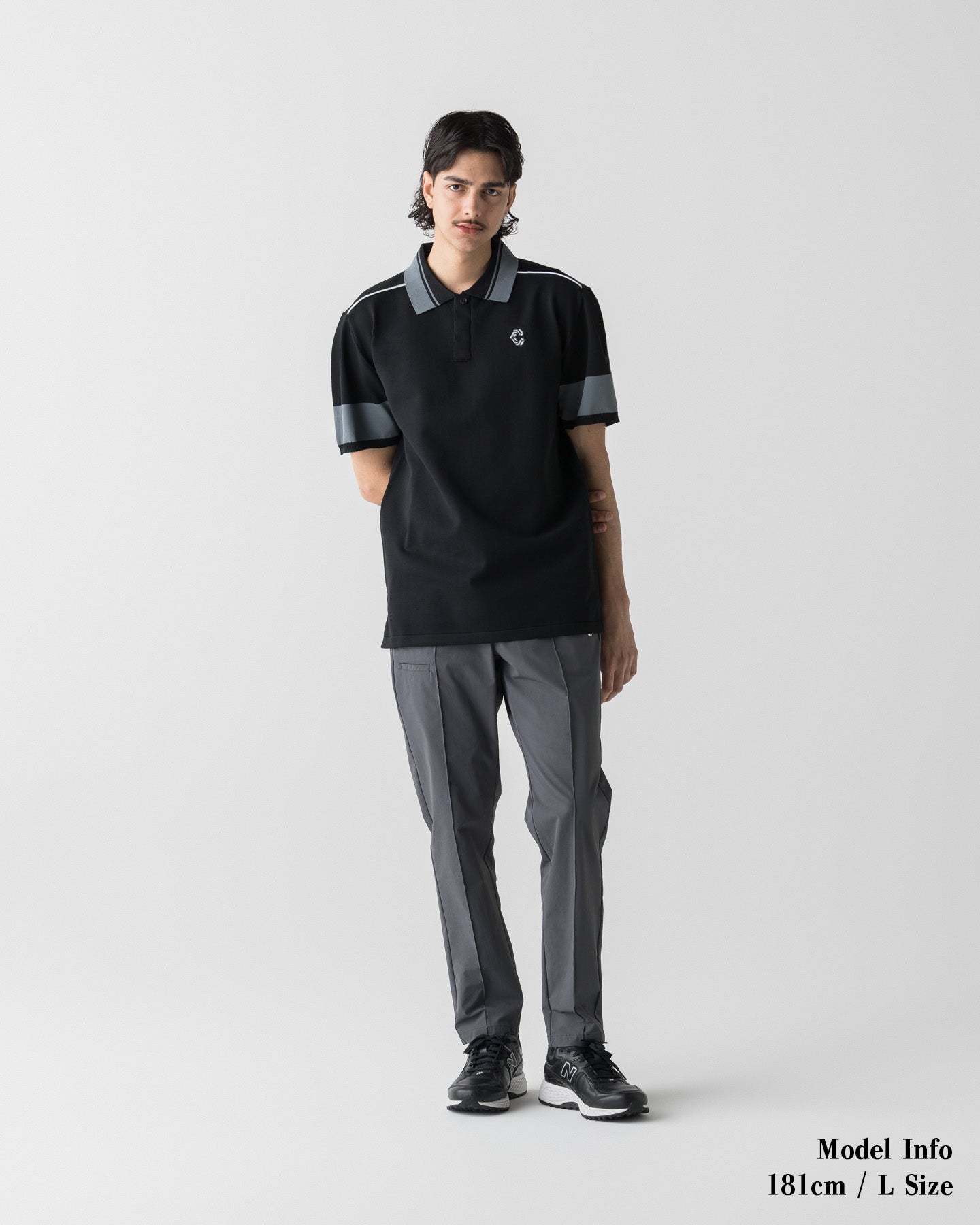 クロノス　ポロシャツ　COOL ブラック　CRONOS ゴルフ CRONOS COOL DOTS SKIPPER V-NECK POLO【BLACK】
