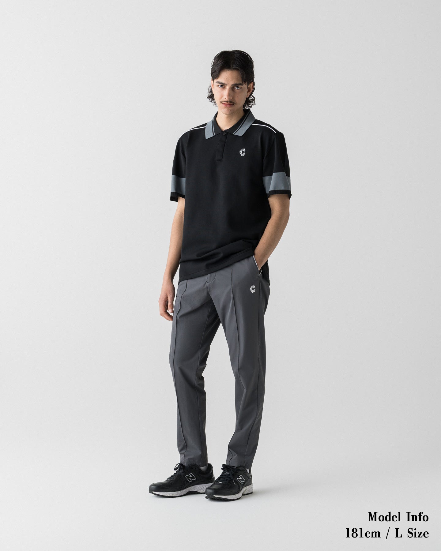CRONOS BLACK CLEAN PIPING POLO【BLACK】