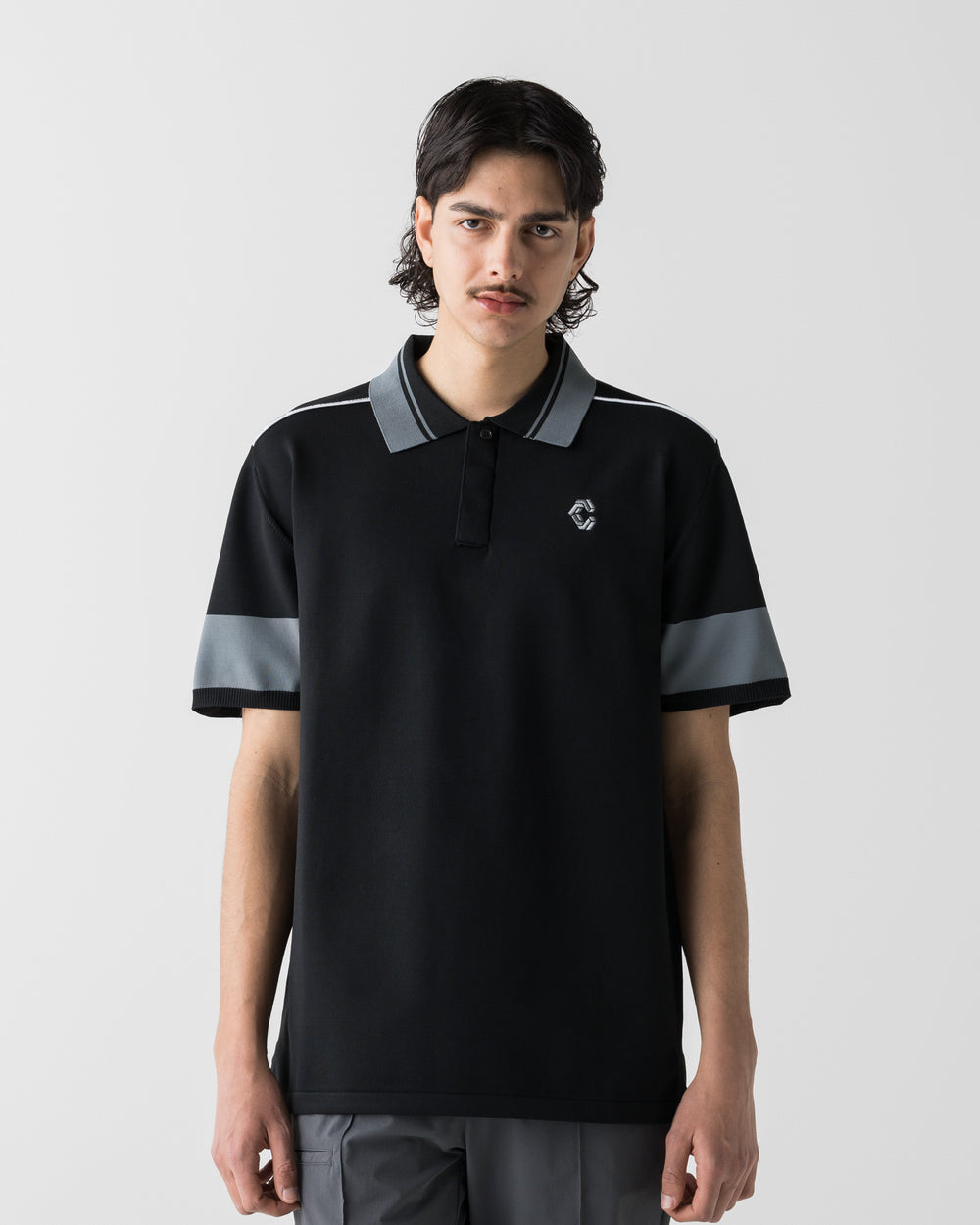 CRONOS BLACK CLEAN PIPING POLO【BLACK】