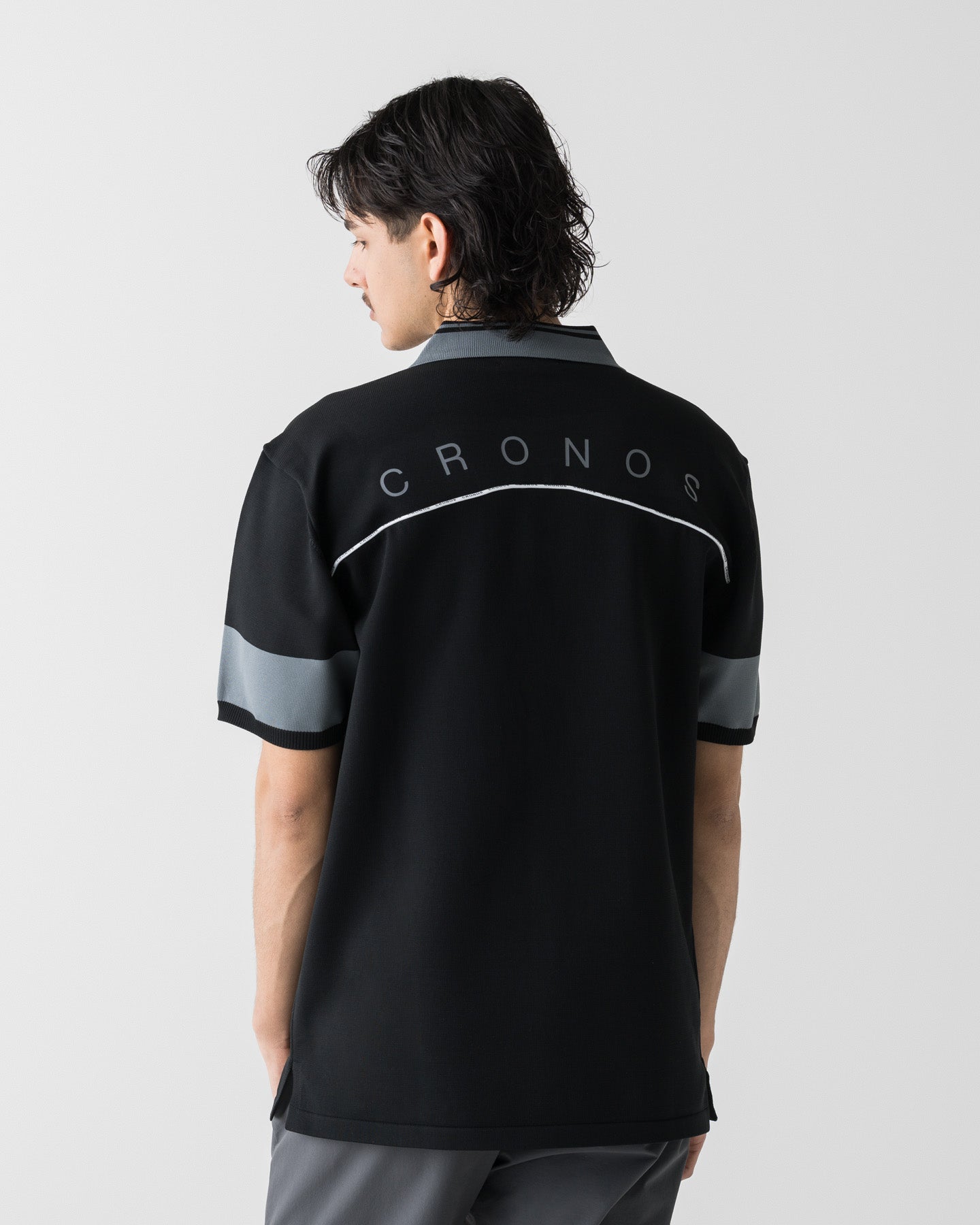 CRONOS BLACK CLEAN PIPING POLO【BLACK】
