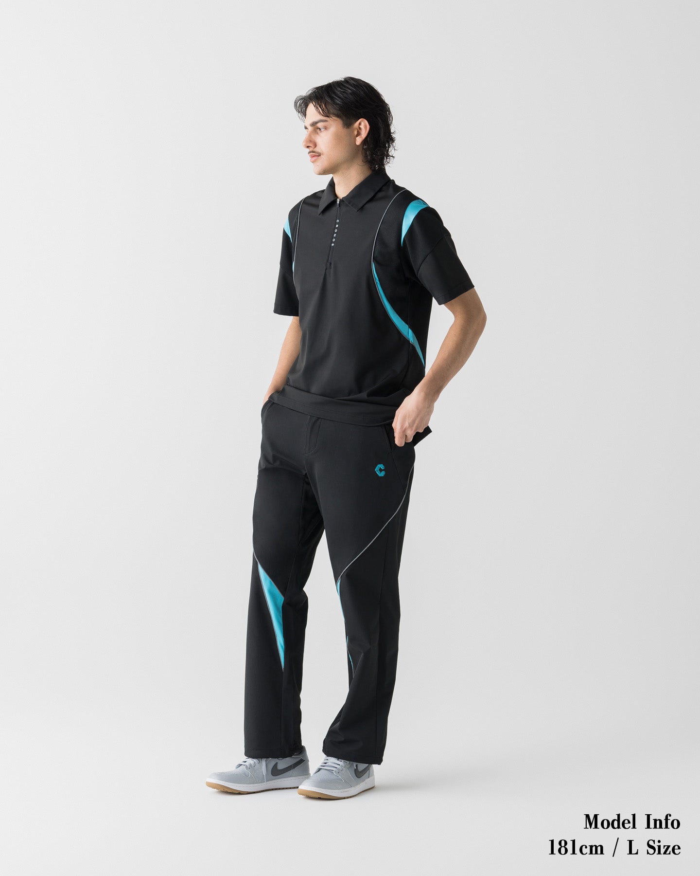 CRONOS クロノス ナイロンパンツ トレーニング ネイビー M CRONOS BLACK ACTIVE MESH PANTS【BLACK×BLUE】