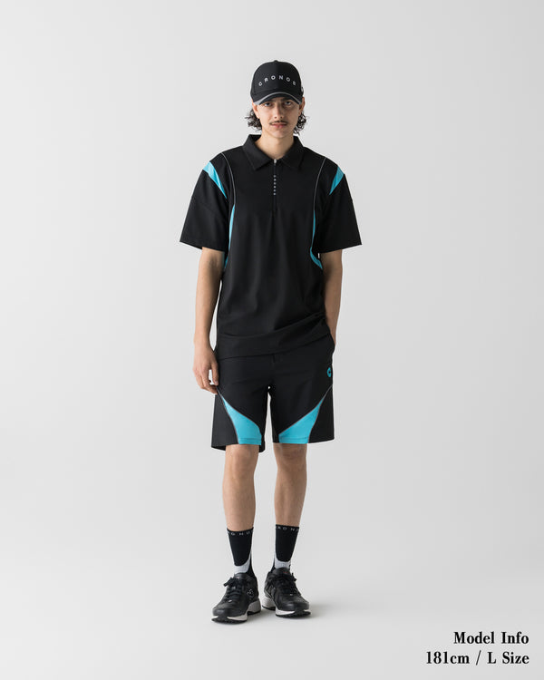 CRONOS BLACK ACTIVE 網眼短褲【黑×藍】