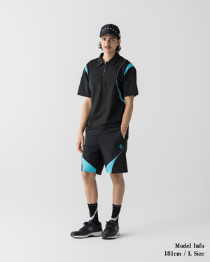 CRONOS BLACK ACTIVE 網眼短褲【黑×藍】