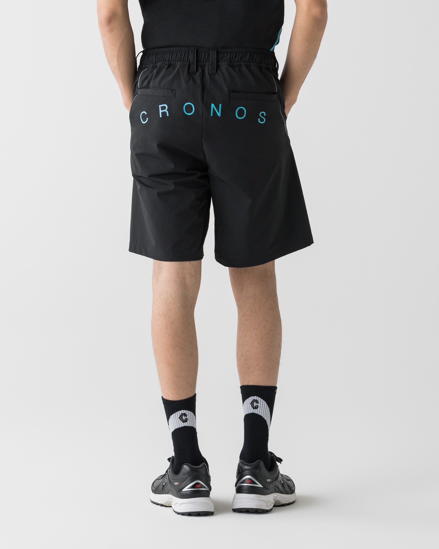 CRONOS メッシュショートパンツ 黒 クロノス ハーフパンツ CRONOS BLACK ACTIVE MESH SHORTS【BLACK×BLUE】