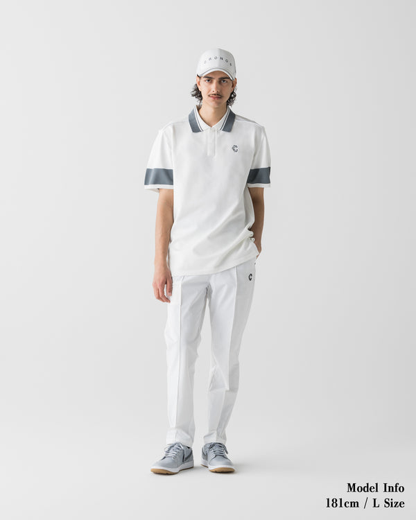 CRONOS BLACK CLEAN PIPING POLO [WHITE]