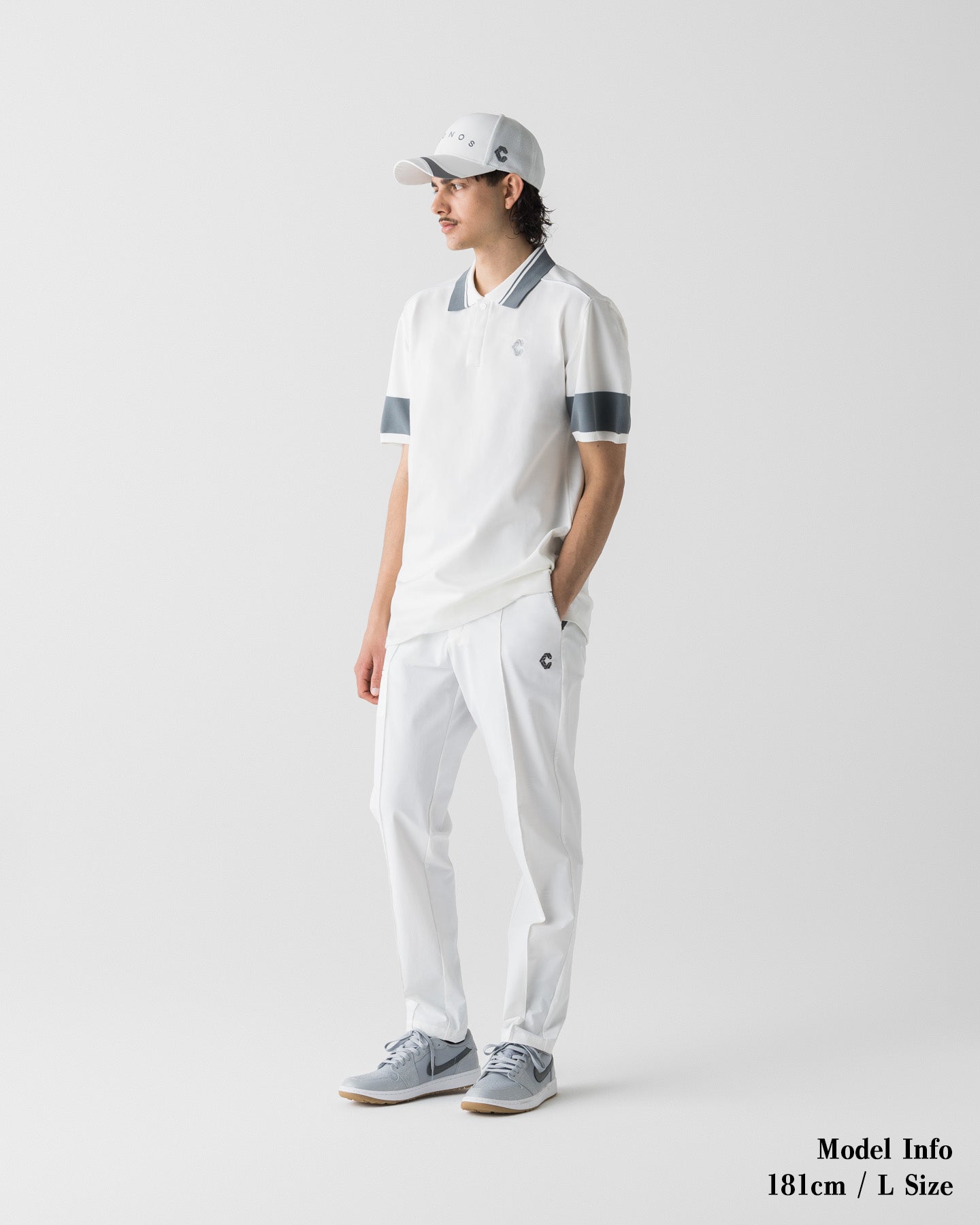 CRONOS BLACK CLEAN PIPING POLO【WHITE】