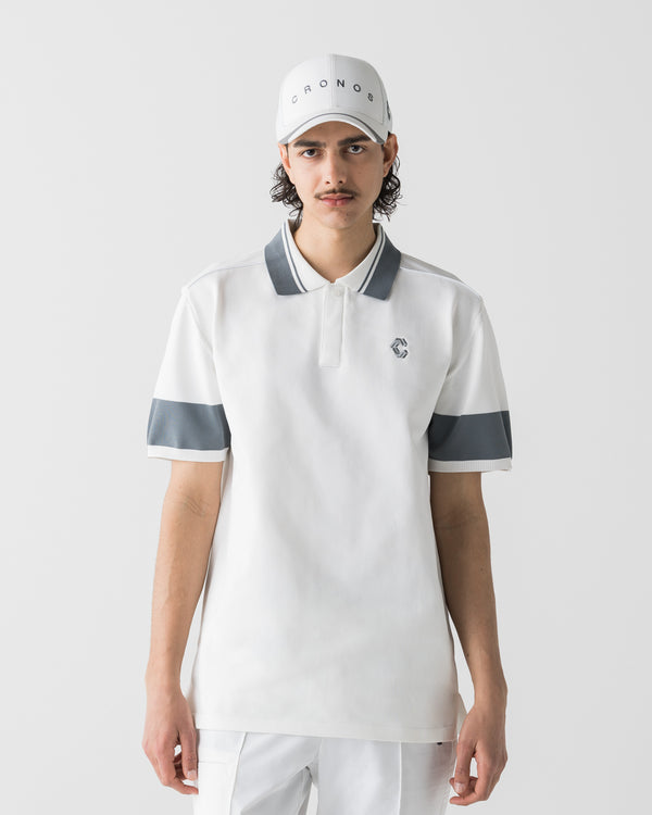 CRONOS BLACK CLEAN PIPING POLO [WHITE]