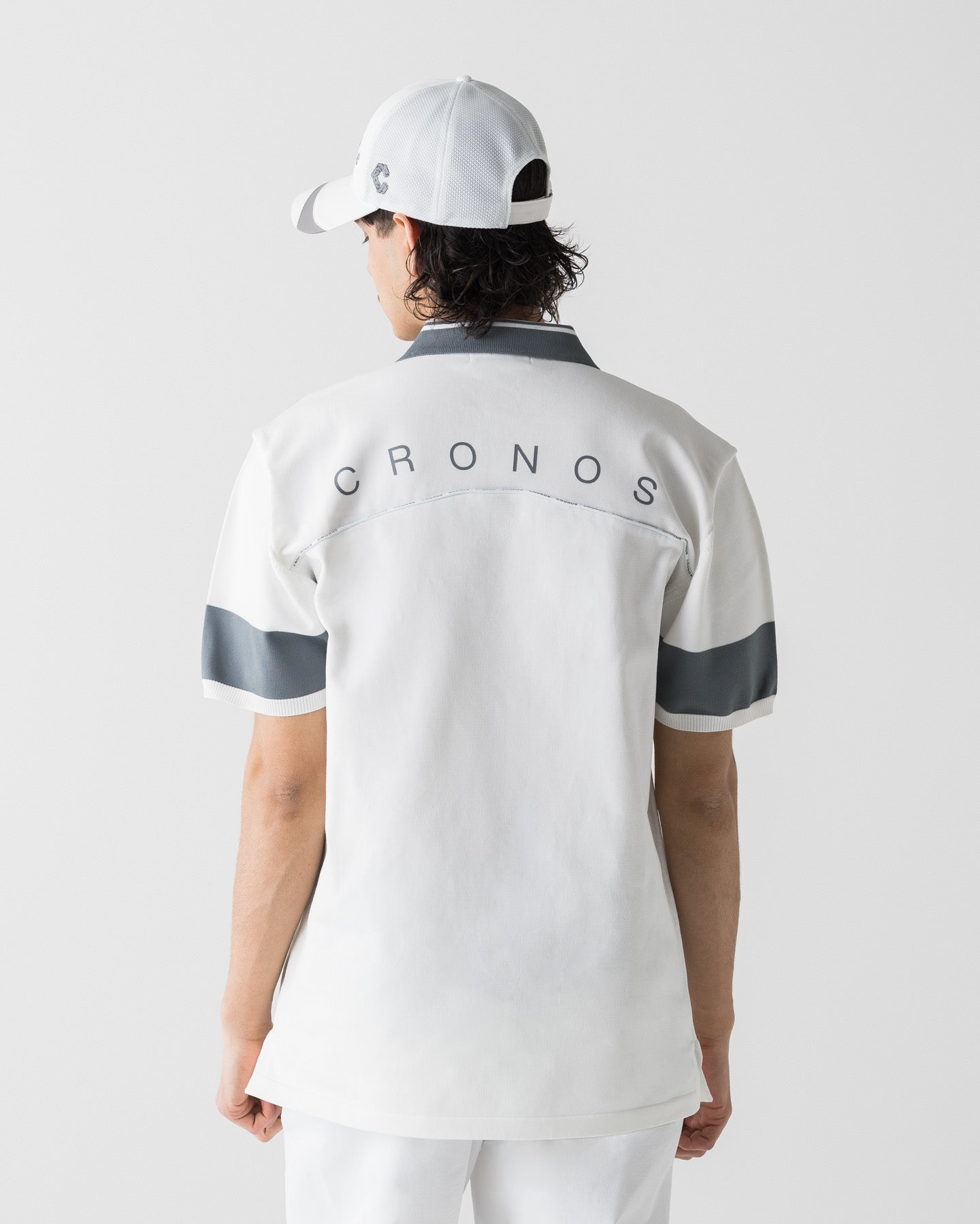 CRONOS BLACK CLEAN PIPING POLO【WHITE】