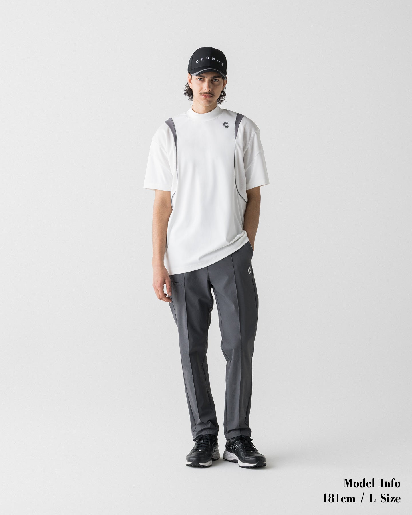 CRONOS BLACK ACTIVE MESH MOCK NECK【WHITE】