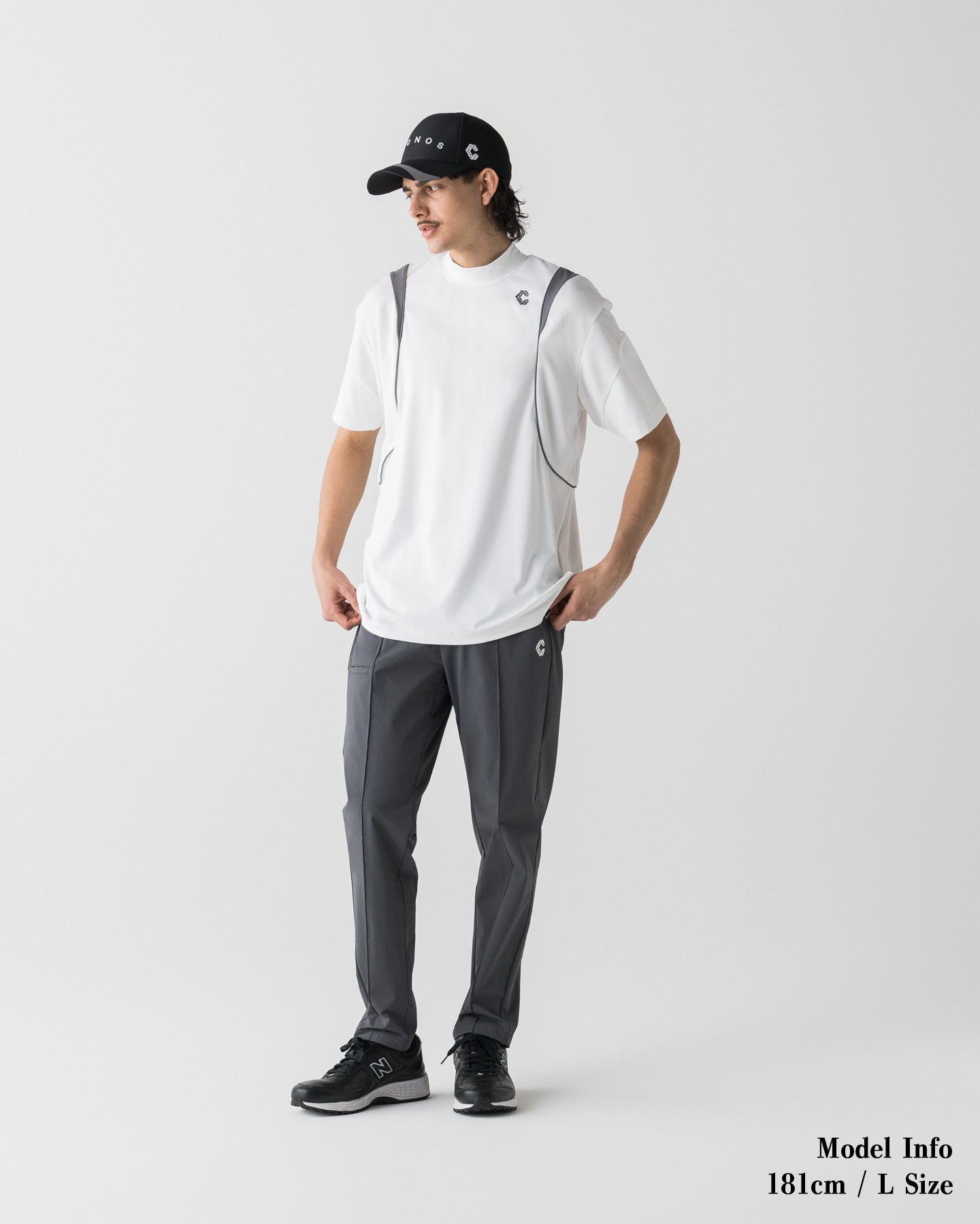 CRONOS BLACK ACTIVE MESH MOCK NECK【WHITE】