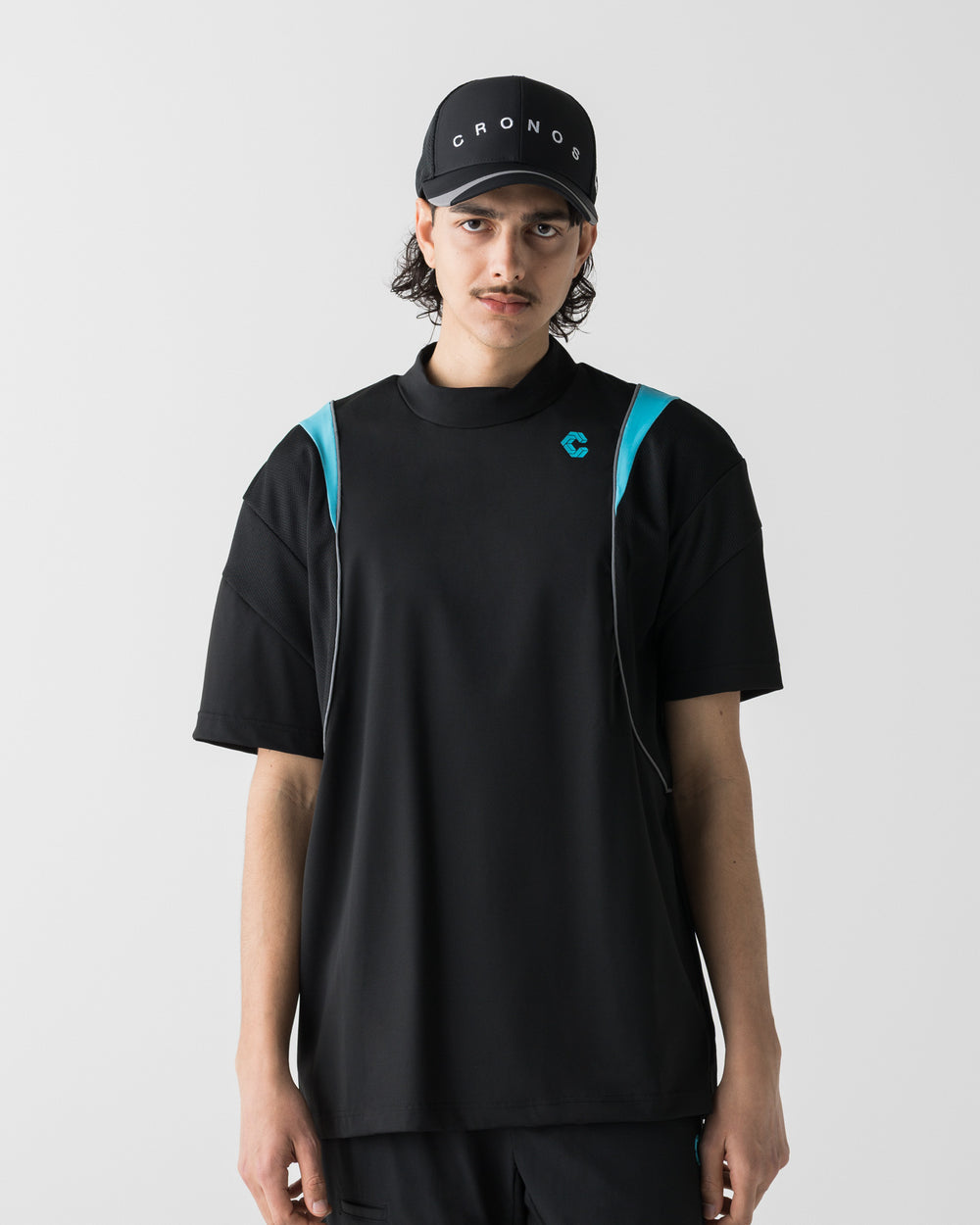 CRONOS BLACK ACTIVE MESH MOCK NECK【BLACK×BLUE】