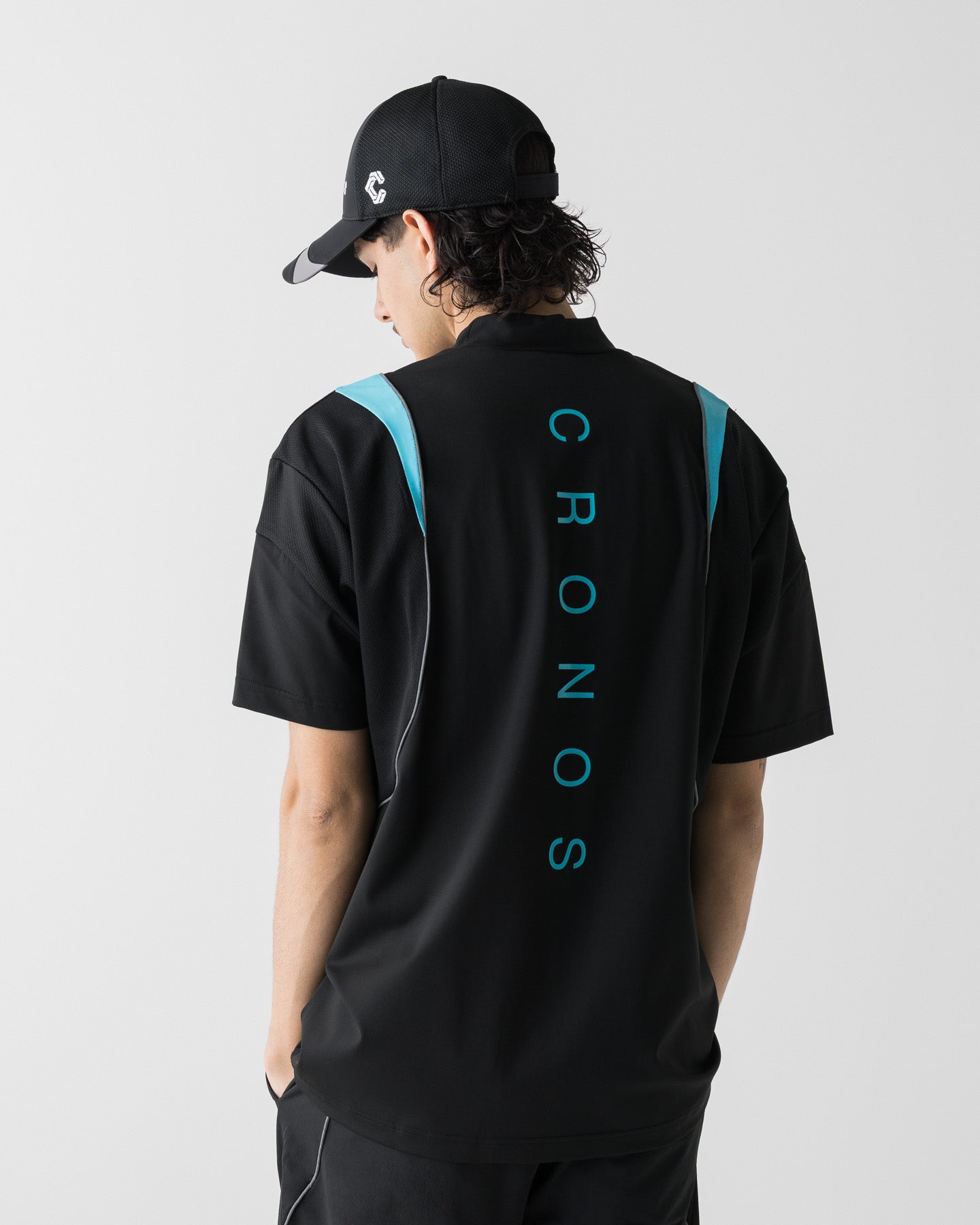 CRONOS ハイネックポロシャツ ホワイト&ブラック CRONOS BLACK STRIPED POLO SHIRT【WHITE】